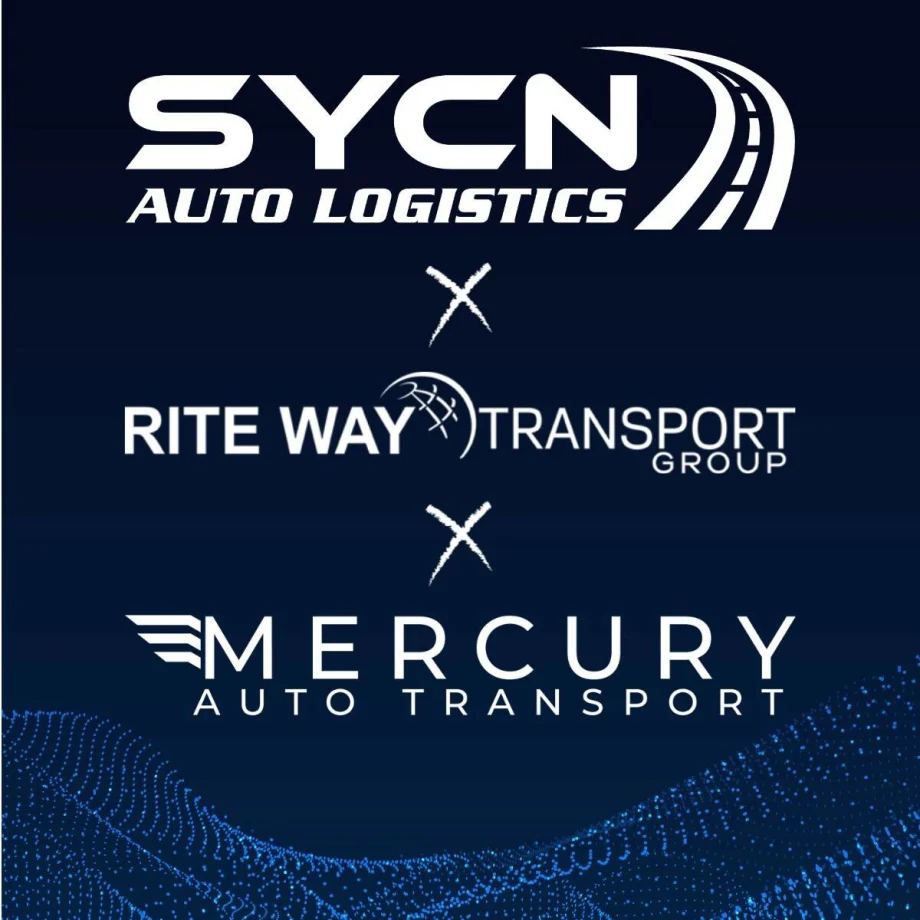 A black and white logo collage of the three merging auto transporters.