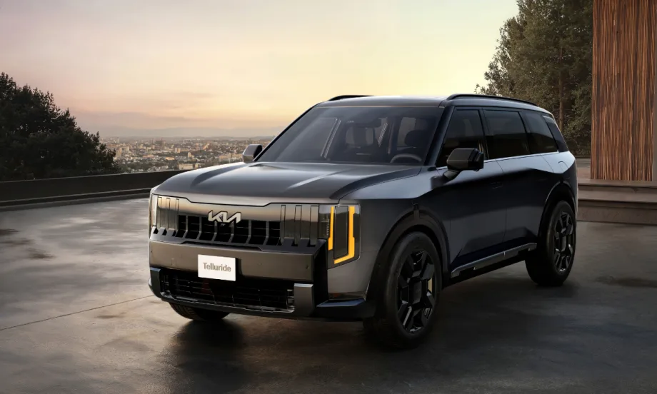 The new 2027 Telluride is set against a sunset landscape.