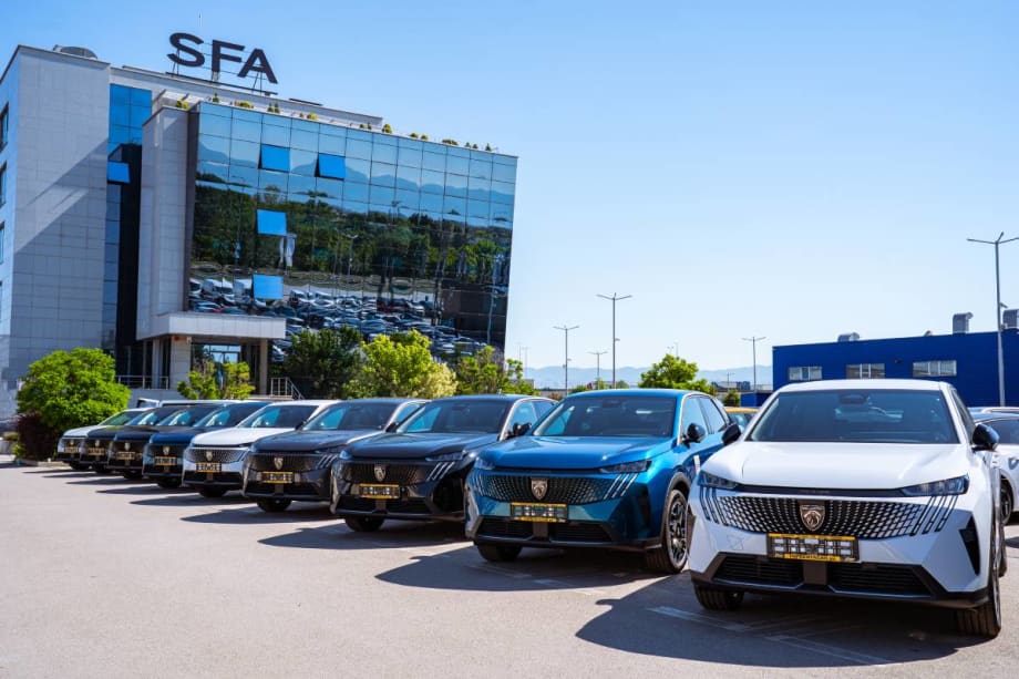 New rental cars lined up at the Sofia, Bulgaria officers of Top Rent A Car