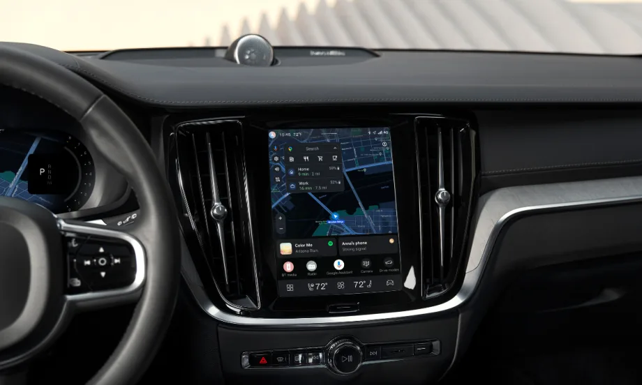 The interior of a Volvo car's infotainment screen.
