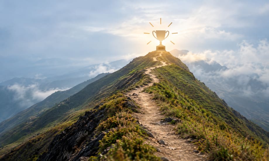 an award on a mountain top