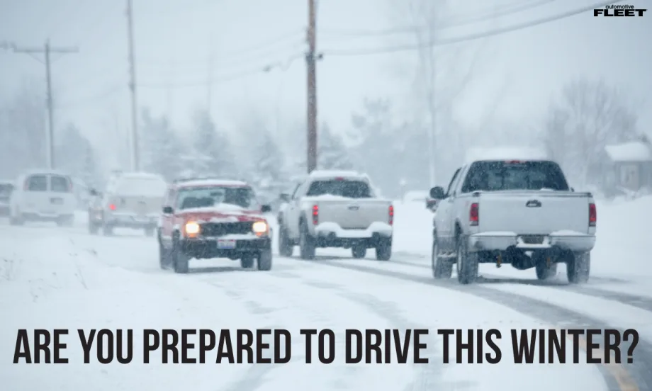 A snowy graphic of cars driving prepares fleet managers for Winter.
