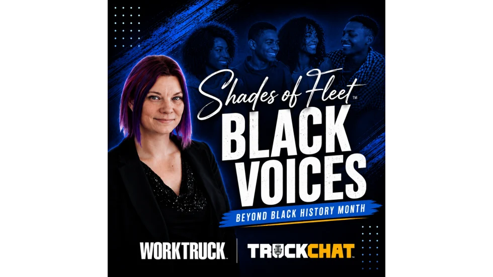 Shades of Fleet go beyond black history month during shades of fleet, work truck, truck chat, on blue blackground with Lauren Fletcher 