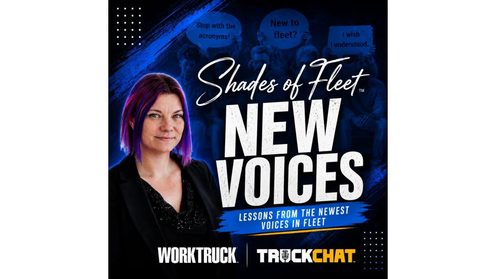 Blue image that says shades of fleet new voices, lessons from the newest voices in fleet with an image of Lauren Fletcher the host 