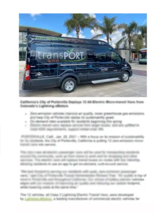 City of Porterville Deploys 12 All-Electric Micro-Transit Vans From Lightning eMotors